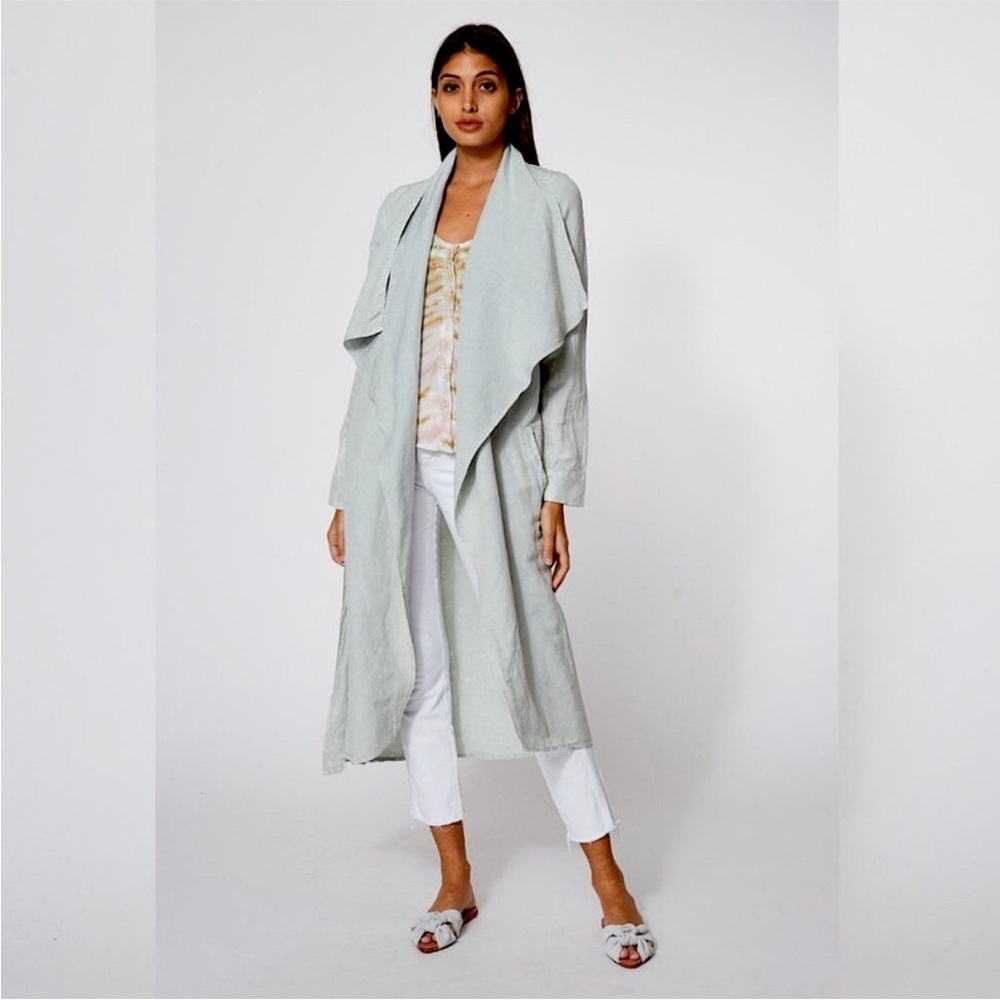 Young Fabulous & Broke Pale Sage Drape Front Trench Coat